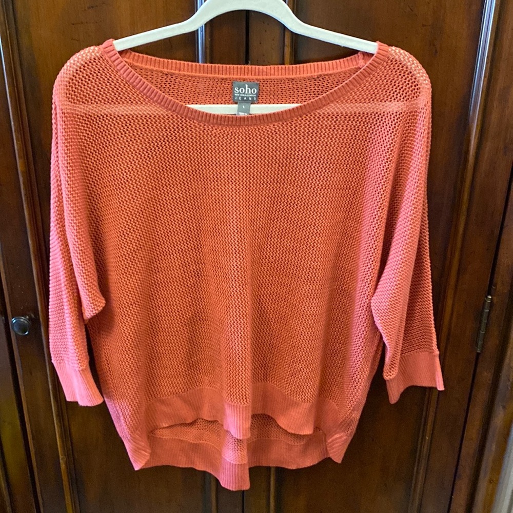 NY&Co rust pink open knit sweater size large